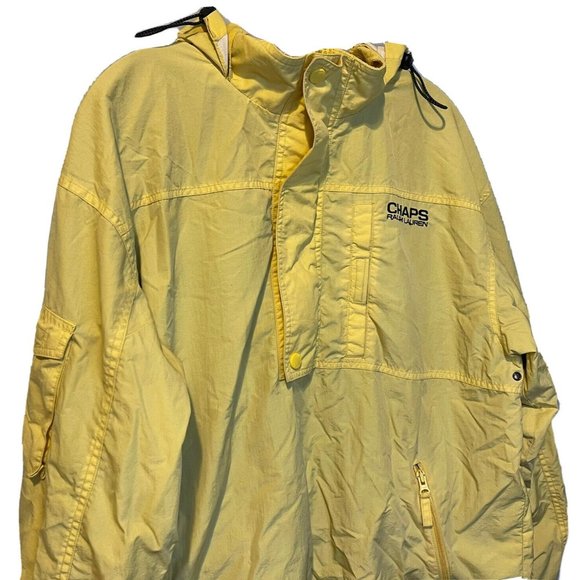 chaps ralph lauren windbreaker jacket large mens yellow netted hooded outdoors - Picture 3 of 7